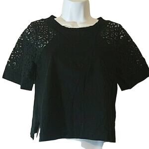 Banana Republic Women's XS Sheer Lace Short Sleeve Crop Top